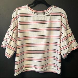 CODE X MODE White/Red/Blue Striped
Puff Sleeve Top size L